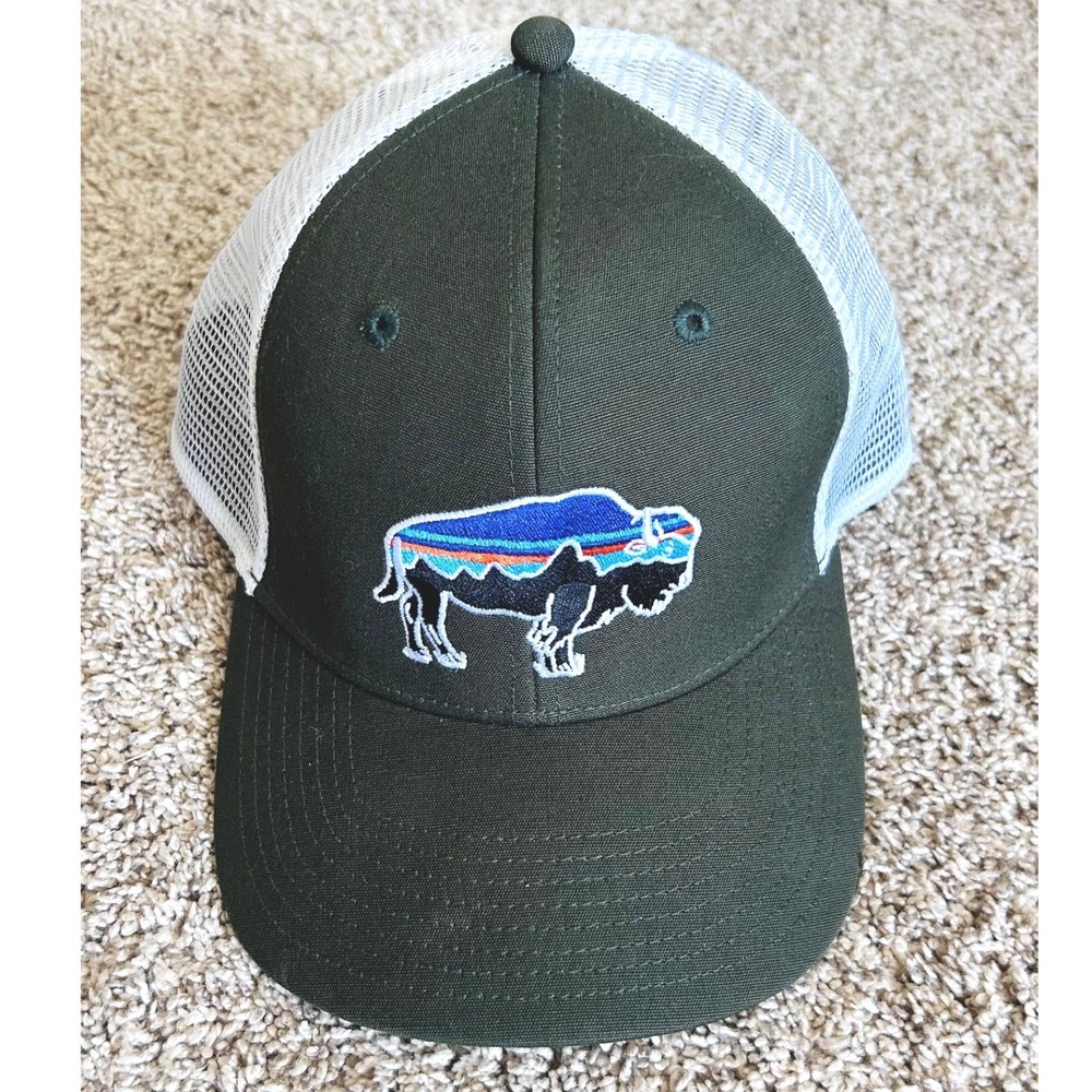 Patagonia Fitz Roy Bison LoPro Trucker Hat Olive Green White Snapback Cap ALL